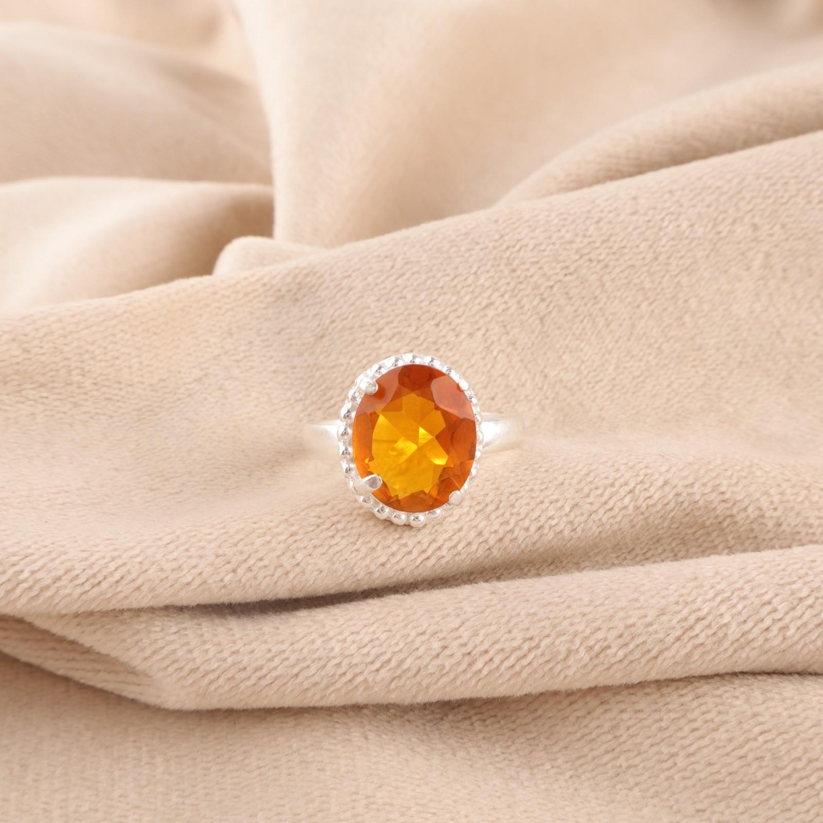 

Цитрин Драгоценный камень Юбилей Заявление Подарок лучшему другу Кольцо Ювелирное изделие 925 Серебро RR-28-4 15