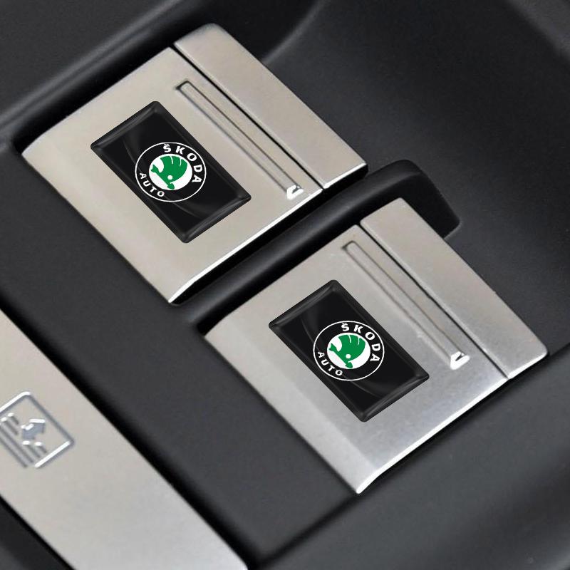 2/5/10 Stück Kohlefaser Lenkrad Auto Logo Emblem 3D Aufkleber Für Skoda Octavia Superb Rapid Kodiaq Karoq Fabia Kamiq Roomster Citigo