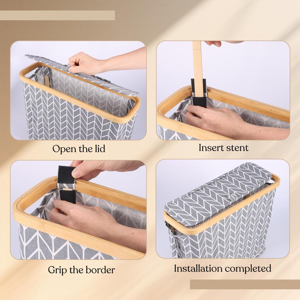 Toilet Paper Storage Basket Bathroom Organizer with Lid and Clear Side Window Large Capacity Tissue Holder Bathroom Accessories