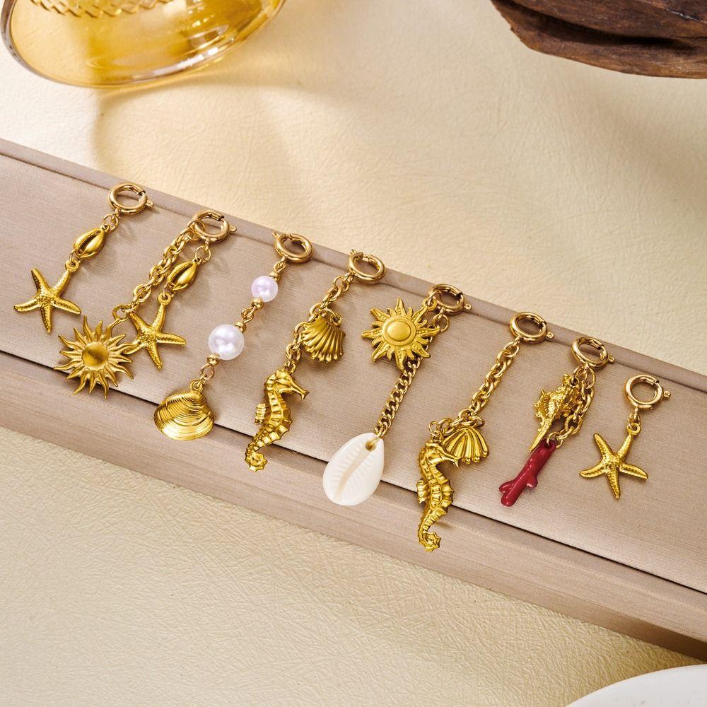 Hanger Starfish Shell Keychain DIY Pearl Bikini Pendant Creative Ocean Vacation Style Fish Conch Key Chain Summer Beach