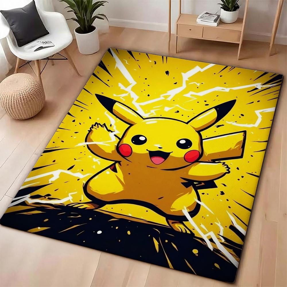 Pikachu Unleashes Rectangular Rug Thick Nonslip Carpet For Gaming Room Play Area Home Party Decor Gift For Friends