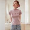 Women's French Sweet 3D Floral Slim Knit Top