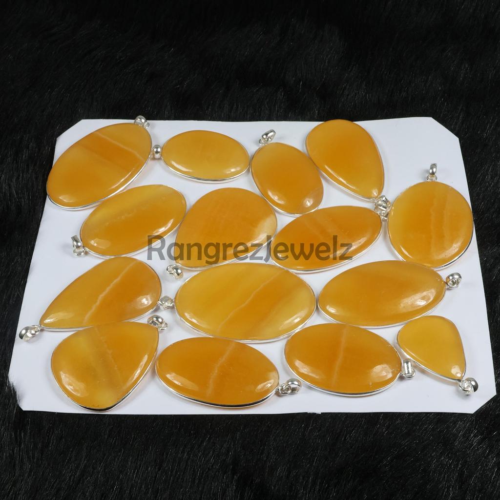 Yellow Calcite Pendant Sterling Silver Pendant Bezel Pendant Calcite Gemstone Pendant Handmade Pendant Calcite Jewelry Necklace Girls Pendant