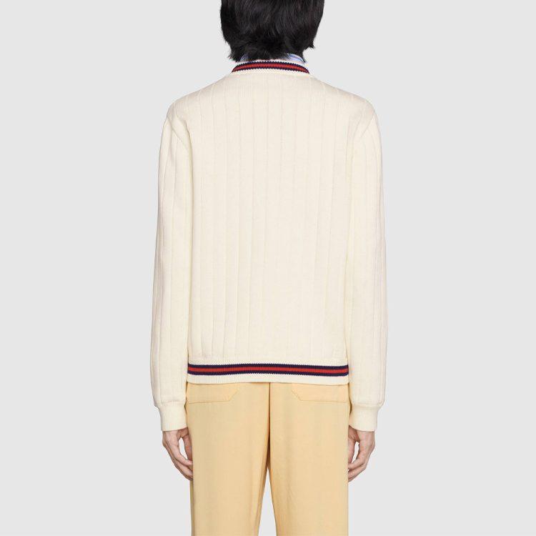 Gucci Sweaters Men's Beige V Neck Moderate 653626-XKBUR-9182