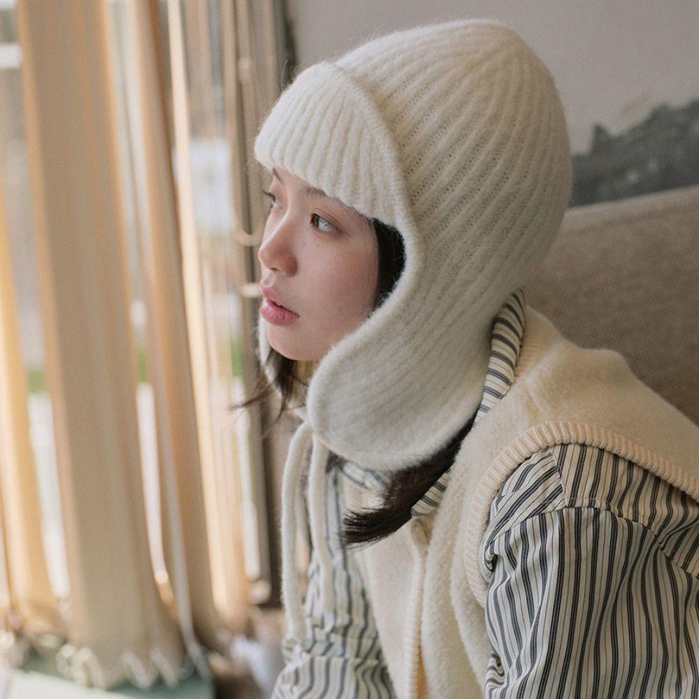 

Soft Pilot Hat Earmuff Wool Blend Hat Windproof Winter Knitted Cap Outdoor синій