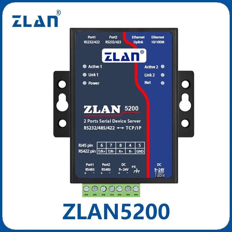 

ZLAN 2-Port RS232/485/422 to Ethernet Serial Server (TCP/IP 5200)