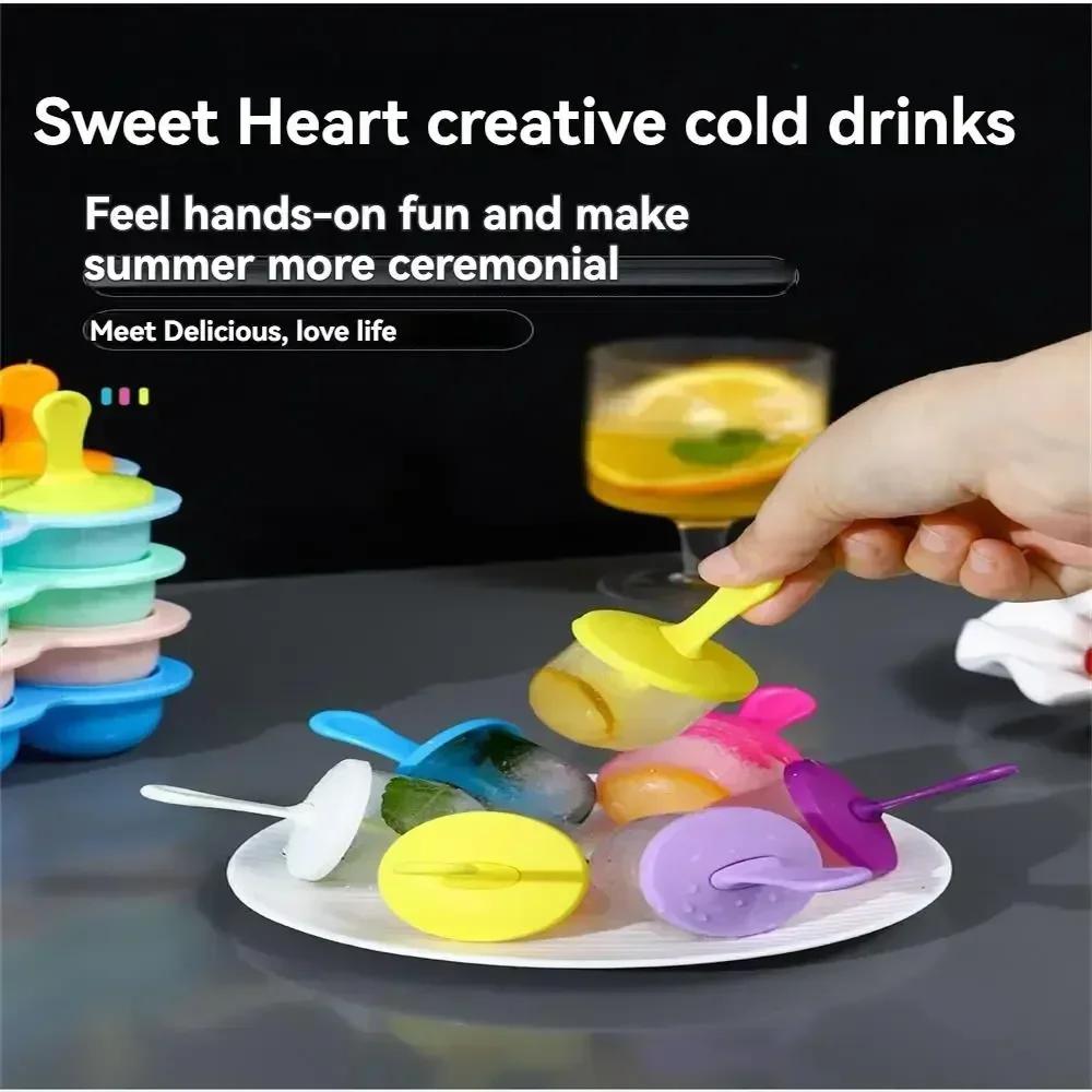 DIY Summer Home Handmade Ice Cream Food Grade Colorful Plastic Covered Ice Cream Mold Used for DIY Ice Cream Sticks Ice Hockey