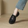 Retro Camellia Loafers Women's 2025 Spring and Autumn New Round Head One-pedal British Style Thick Heel Platform Small Leather Shoes