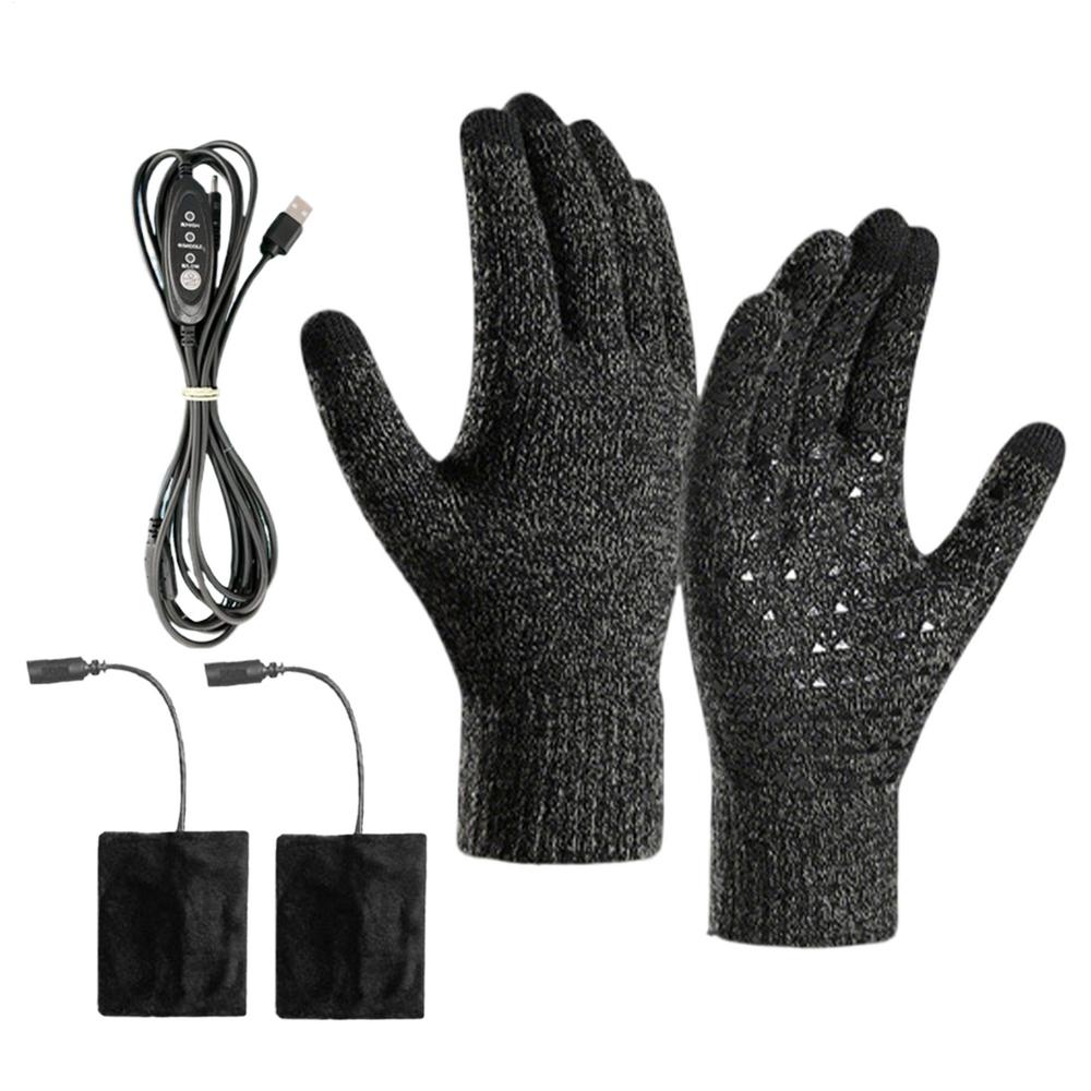 

USB Heated Work Gloves Touchscreen Hand Warmer Mitten Fleece Knitted Warm Gloves For Motorcycle Bike Riding Cycling Camping