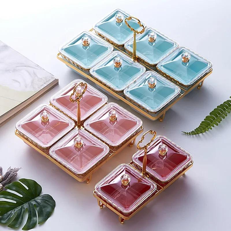 Ceramic Compartmented Fruit Plate Trays for Serving Food Snack Dish Ceramic Dishes To Eat Plates Bowl Tray Dry Tableware Kitchen