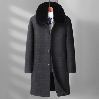 Cappotto di lana invernale da uomo medio e lungo in peluche ispessito staccabile cappotto di lana trench da uomo