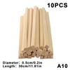 10/20/30Pcs Wood Sticks, Square Wooden Dowels, Hardwood Unfinished Wooden Strips For Diy Molding Crafts Projects Making