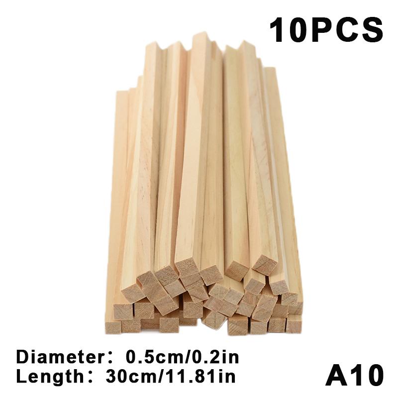 10/20/30Pcs Wood Sticks, Square Wooden Dowels, Hardwood Unfinished Wooden Strips For Diy Molding Crafts Projects Making