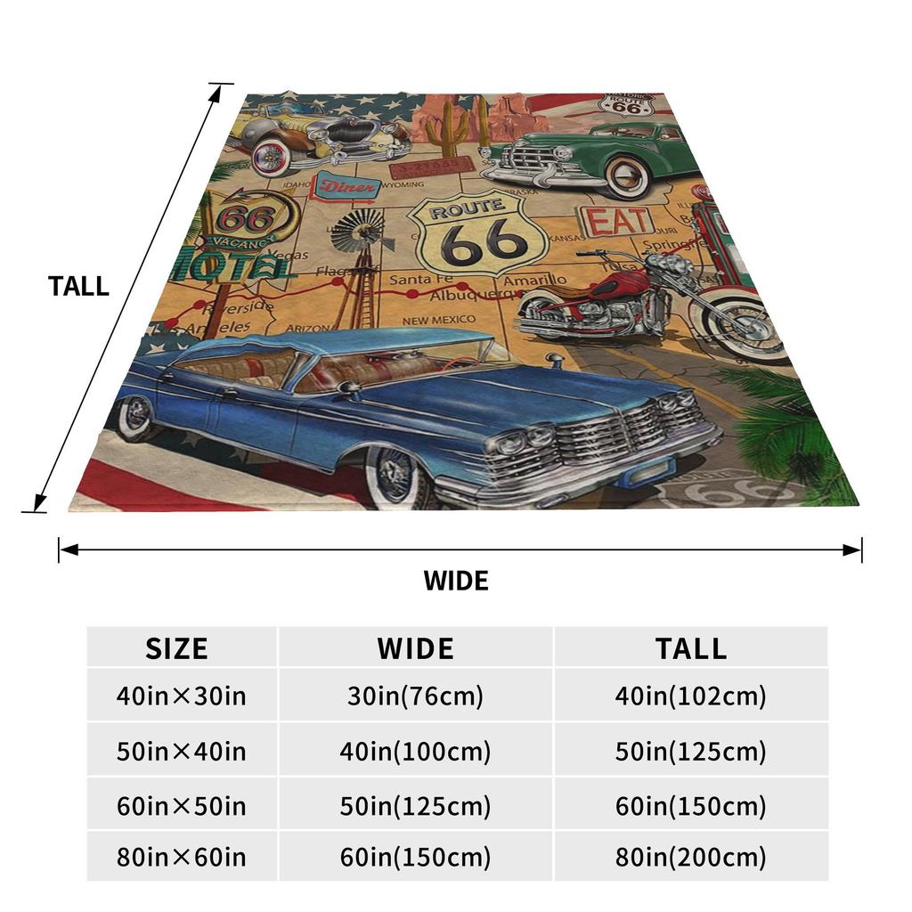 US Route 66 Blankets Multi-function Fleece Sofa Throw Blanket for Home Bedroom Travel Throws Bedspread Quilt