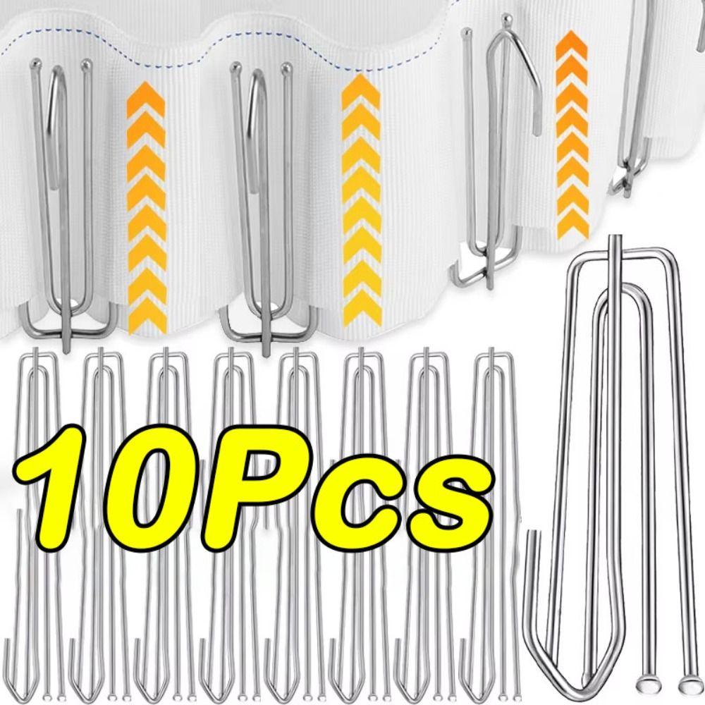 10pcs 4 Prongs Curtain Pleat Hooks Stainless Steel Rust-Resistant Curtain Hooks DIY Bathroom Pinch Pleat Clips