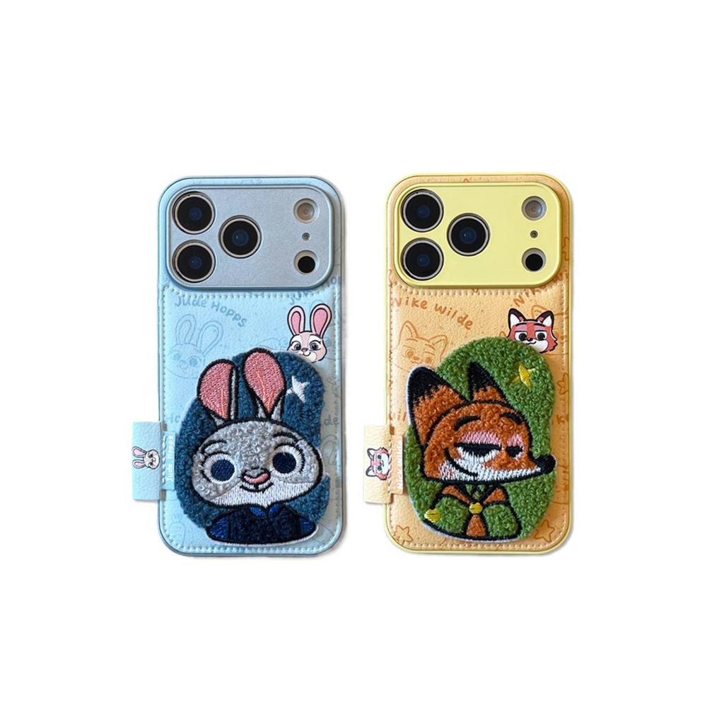 Fun Ins Cartoon Embroidery Fox Rabbit Tag for Apple 17promax Phone Case Iphone16pro