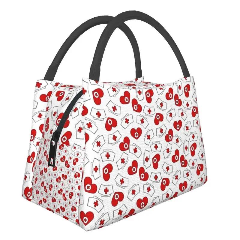 Pink Nurse Life Insulated Lunch Tote Bag for Women Nursing Print Portable Thermal Cooler Bento Box Work Travel Food Bags