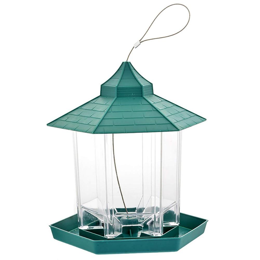 Hanging Wild Bird Feeder Waterproof Gazebo Outdoor Container With Hang Rope Feeding House Type Bird Feeder Aves Decorations