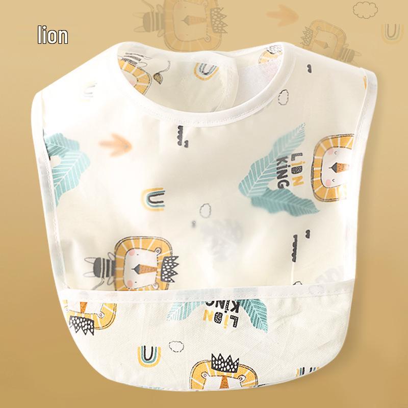 Waterproof Cotton Baby Bib: Reversible, Cartoon Design, Wash-Free Bib for Eating.