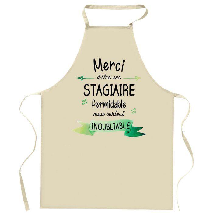 Planetee Tablier de cuisine Stagiaire Merci Inoubliable Femme | Cadeau Original Humour pour Cuisinière Vêtement Blouse de protection