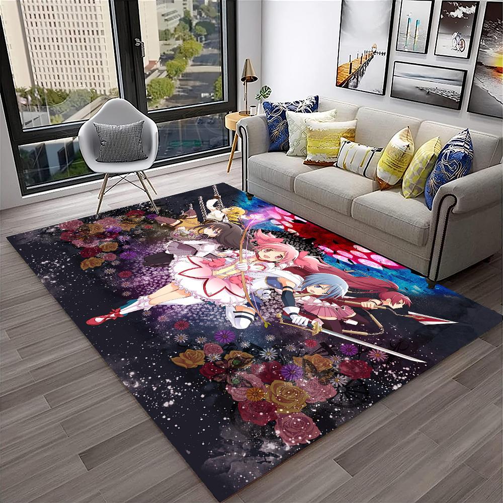 3D Cartoon Puella Magi Madoka Magica Carpet Rug for Home Living Room Bedroom Sofa Doormat Decor,kids Area Rug Non-slip Floor Mat