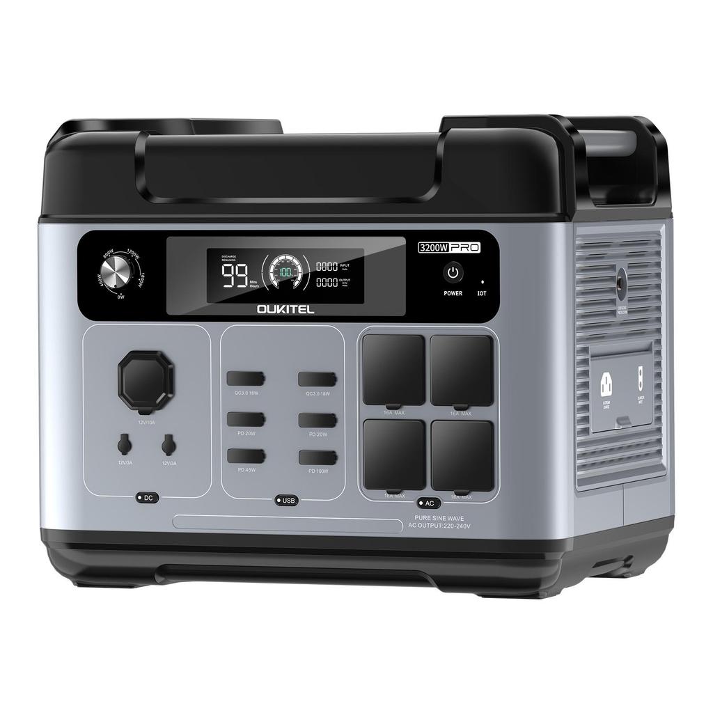 OUKITEL P2001E PRO 2048Wh LiFePO4 Power Station, Solar Generator, 3200W Emergency Generator, 1800W Super-fast Charging