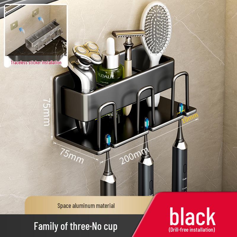 Wall-Mounted Punch-Free Toothbrush and Mouthwash Holder Set