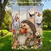 2D Flat - 2D Flat - 1pc, 2D Flat Printing, Hedgehog And Birds Garden Flag, Material, Multiple Sizes Available, Machine Washable for Outdoor Use, Durab