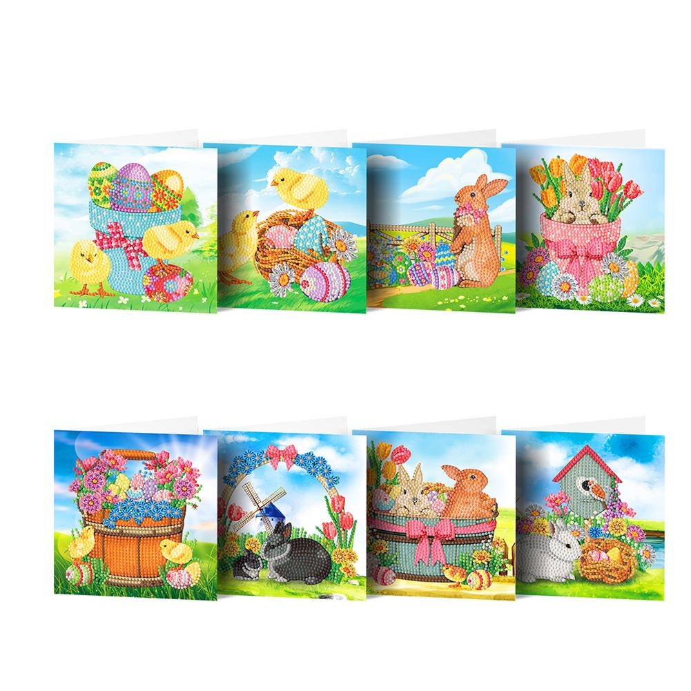 

8pcs DIY Diamond Painting Greeting Cards Partial Special-shaped Drill Postcards