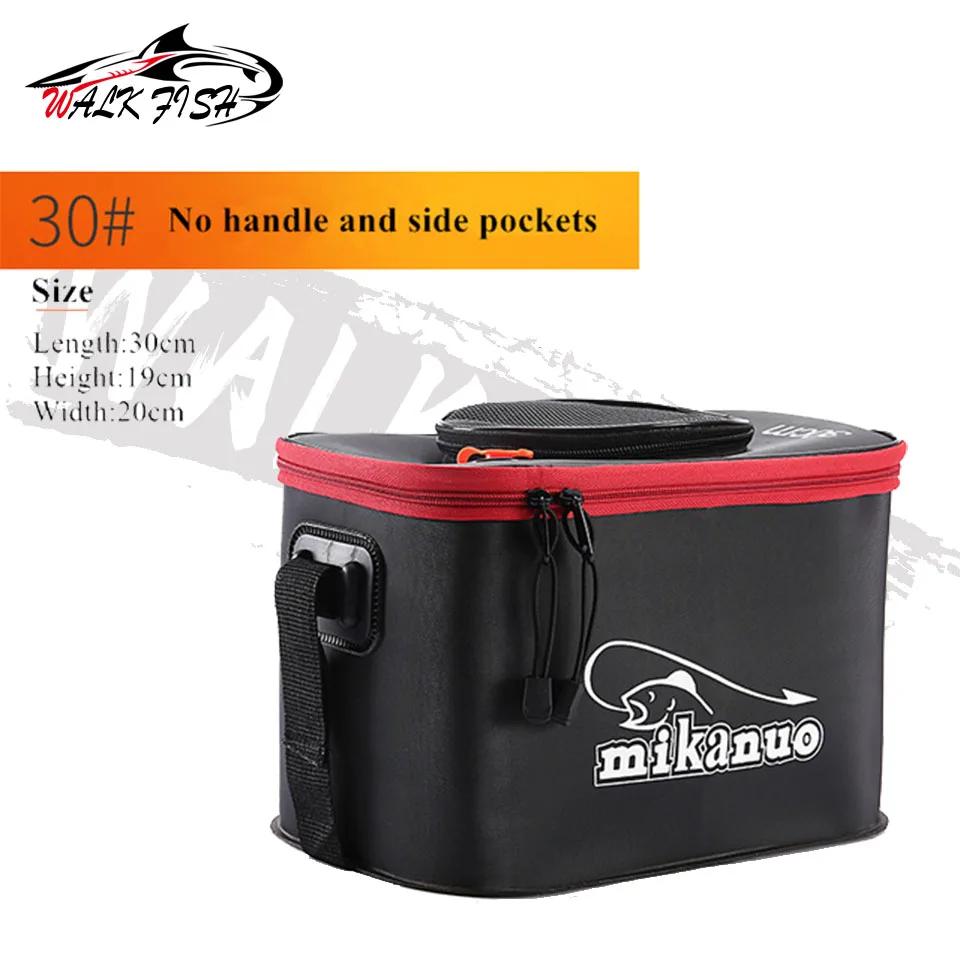 WALK FISH Thicken Fishing Bag Folding EVA Fishing Bucket Portable Live Fish Box Storage Outdoor Waterproof Camping Hiking Bag 30cm 11L Black