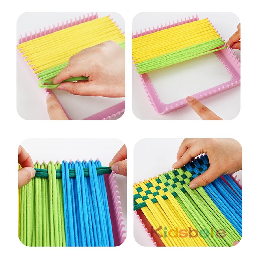 Kids Diy Weaving Loom Kit Colorful Craft Flexible Potholder Knitting Wallet Handmade Braiding Toy For Early Creative Development