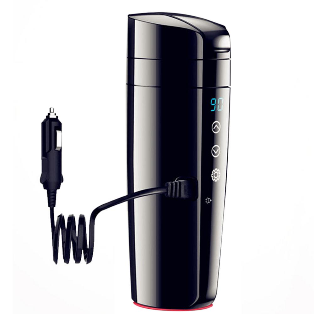 

12 В 24 В автомобильный подогрев чашки электрический чайник из нержавеющей стали умный контроль температуры сенсорный ЖК-дисплей дорожная кружка для кофе теплее чёрный