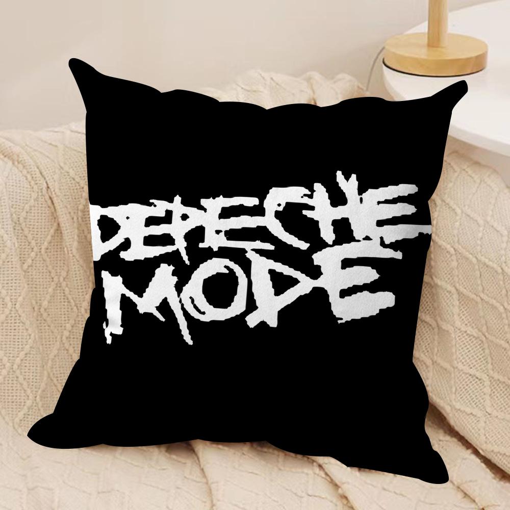 DDepecheMode LOGO Cushion Cover Silky Short Plush Invisible Zipper Dustproof Sofa Pillow Case for Home Decor