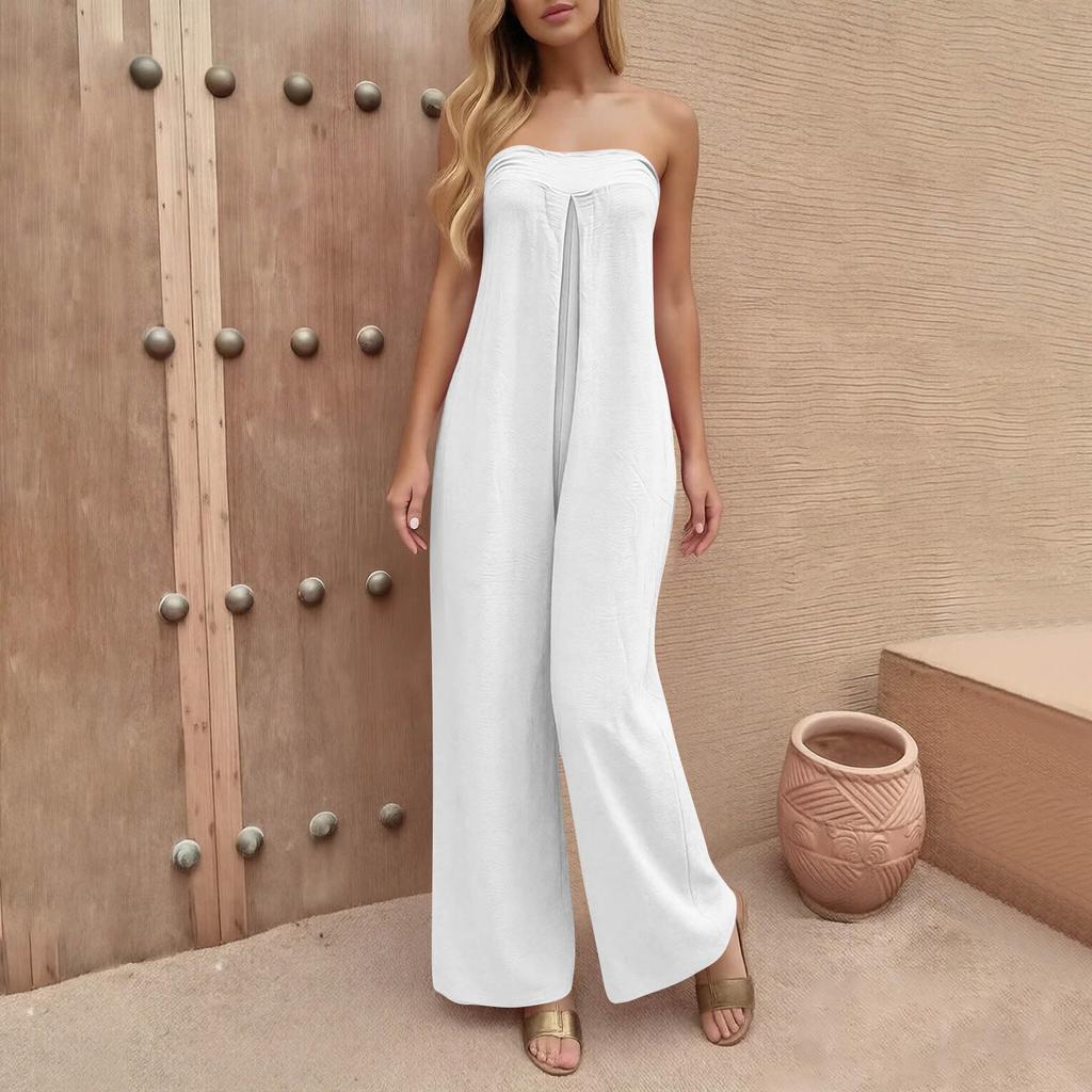 Jumpsuits For Women Sleeveless Spaghetti Strap Womens Jumpsuit Wide Leg With Pockets