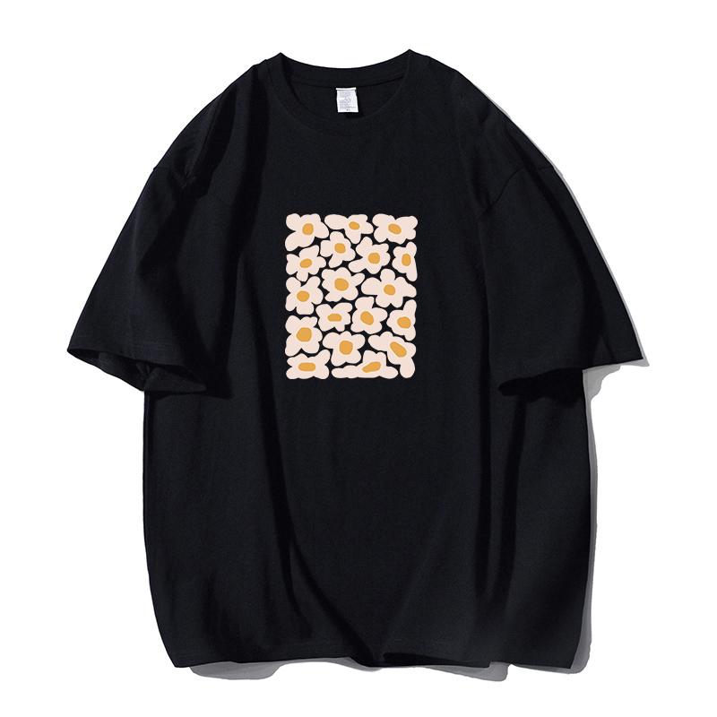 Shellsuning Oversized Art Printed T-shirts Women Summer Fashion Vintage 100% Cotton Soft Streetwear Couple Clothes Basic Tees Female Harajuku Tops