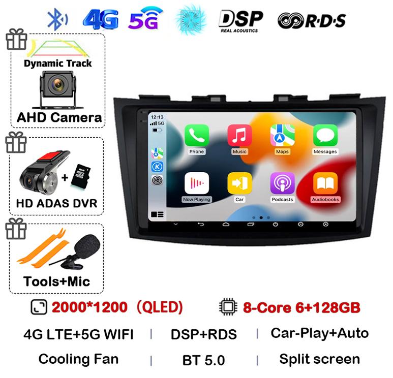Android 14 Carplay Auto Car Radio For Suzuki Swift 4 2011 2012 2013 2014 2015 2016 Multimedia Video Player Audio GPS Stereo WIFI
