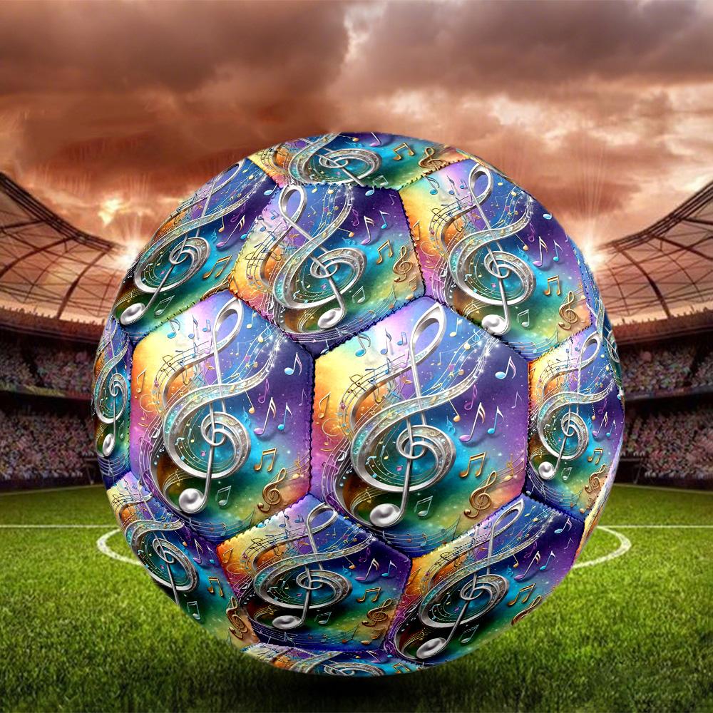 Piano Note Indoor Soccer Ball Size 5 Colorful All Ages Machine Stitched PVC Competition Ready Durable High-Bounce
