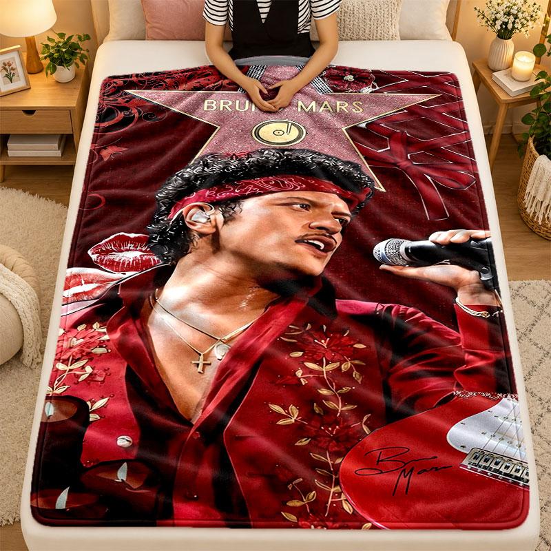 Flannel BlanketBruno Mars Warm Soft Throw Blanket for Indoor Sofa Bed Living Room Use