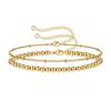 18K Gold-Plated Stainless Steel Double Layer Bead Bracelet Set