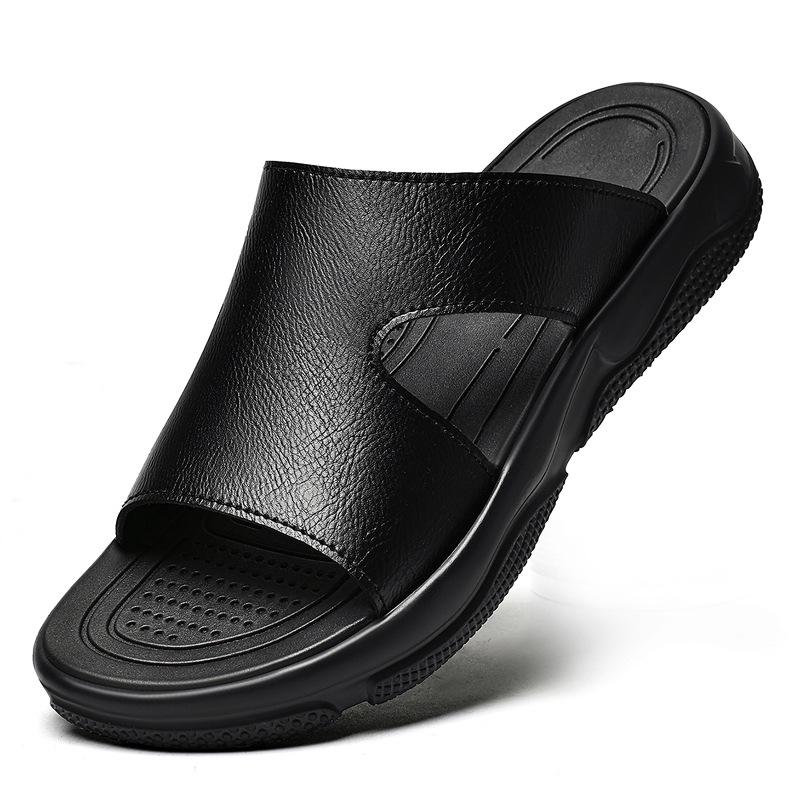 Men's Plus Size Cowhide Flip-Flops - Lightweight, Thick Sole, Summer Beach Sandals
