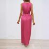 2026 summer European and American women's clothing elegant kinked sleeveless V-neck split-ended slim temperament dress women