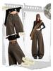 Women's Coffee Wide-Leg Jeans: Curved Cut, 2025 Fall/Winter, Loose, Slimming, Versatile, Floor-Length.