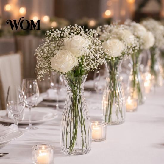 Trendy Flower Container Clear Bud Vase, Plastic Transparent Modern Smooth Finish Vase Table Centerpiece for Home Party Wedding Decor Elegant