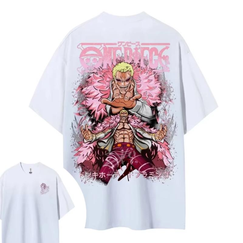 MINISO  Doflamingo Short-sleeved Men Women Same Style Comfortable Short-sleeved Couple's Clothing Casual Short-sleeved