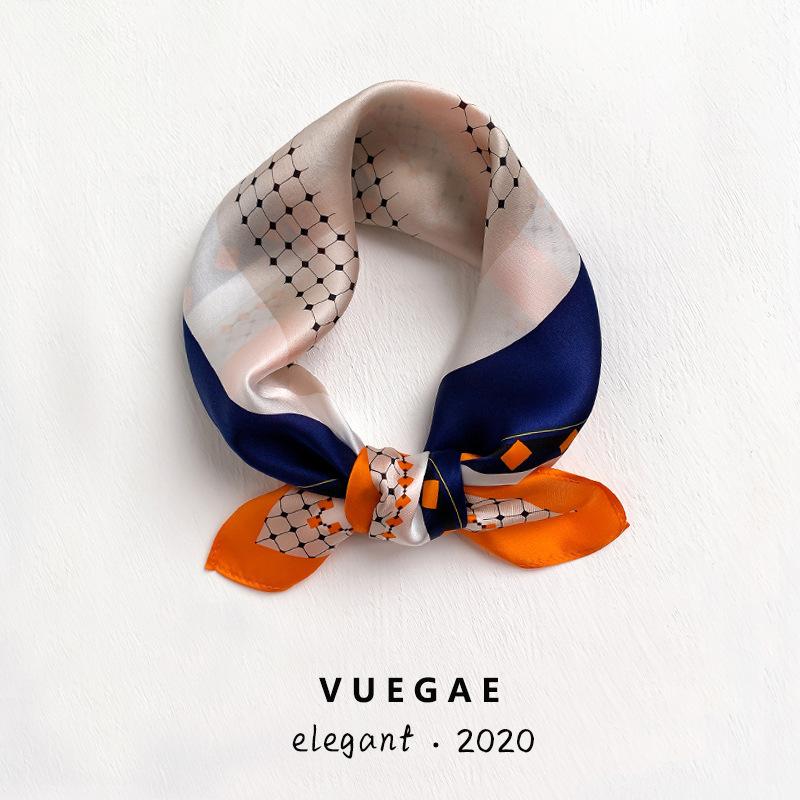 Color-blocked Silk Scarf Small Square Scarf for Women, Spring, Autumn, and Summer, Thin Genuine Silk Mulberry Silk Fashionable Decorative Neck Scarves