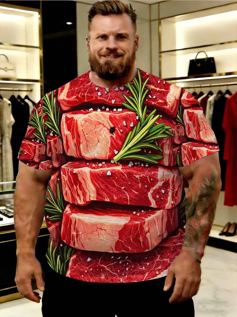 Tropischer Gorilla Wassermelone Grafik Herren T-Shirts Lustiger Tierprint Streetwear Oversized Lässig Sommer T-Shirt Mode Oberteil Kleidung