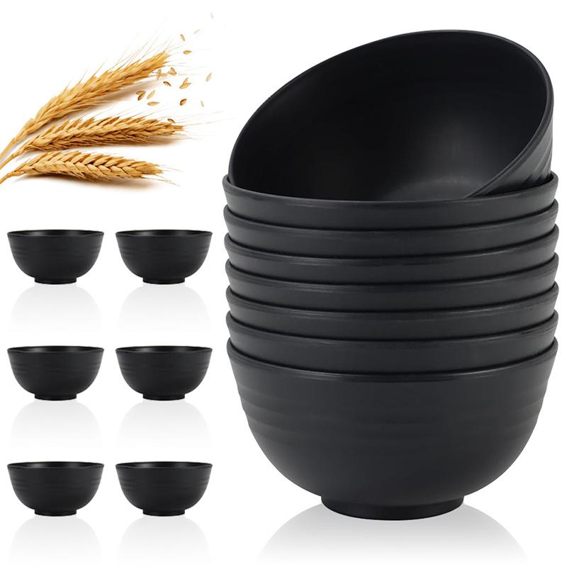 Eco Wheat Straw 12pcs Dinnerware Set Unbreakable Plates Bowls Reusable Plastic Tableware Lightweight for Family Gathering Party Use