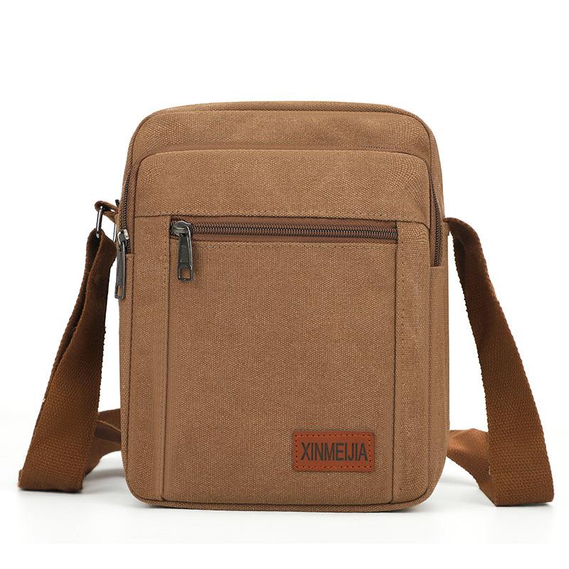 

Men s Shoulder Bag Wear-resistant Mobile Phone Change Canvas Bag Commuter Crossbody Bag коричневый
