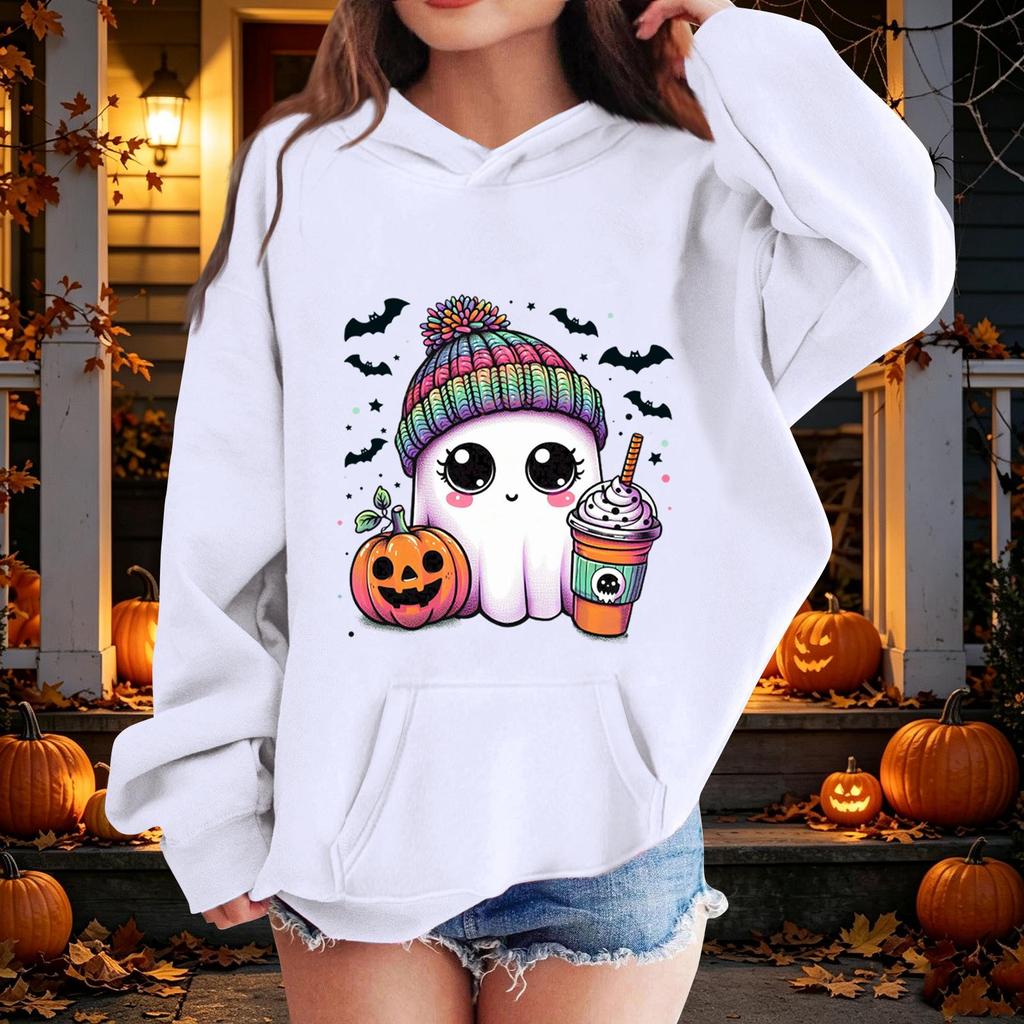 Kids Halloween Printed Hoodie, Loose Fit Casual Pullover for Boys Girls