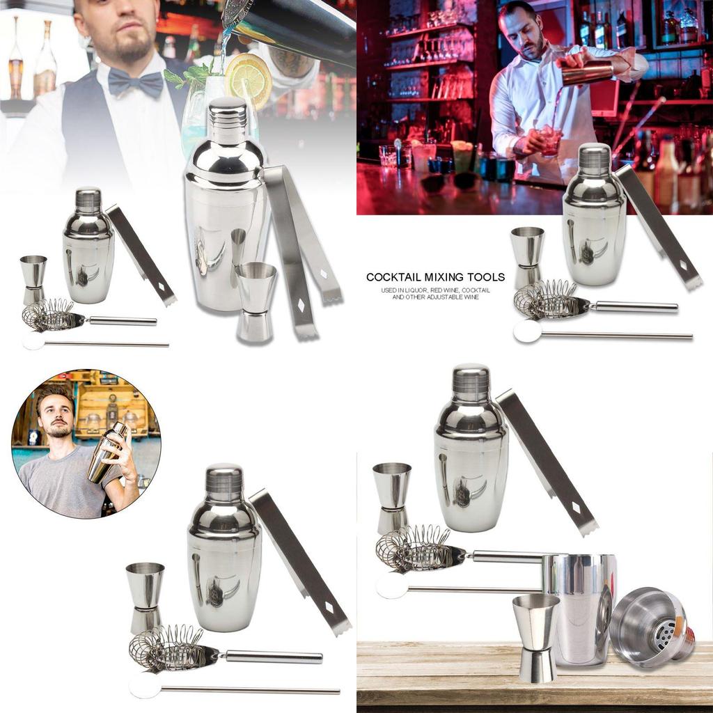 Luxuriöses Cocktail-Shaker-Set aus Edelstahl mit Weinsieb und Eiszange 550ml